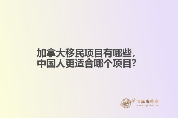 加拿大移民項目有哪些，中國人更適合哪個項目？