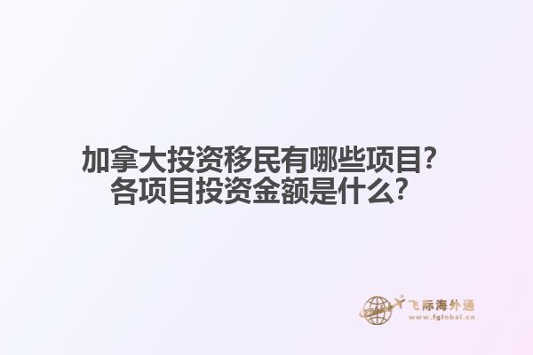 加拿大投資移民有哪些項目？各項目投資金額是什么？