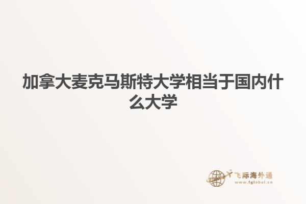 加拿大麥克馬斯特大學相當于國內(nèi)什么大學