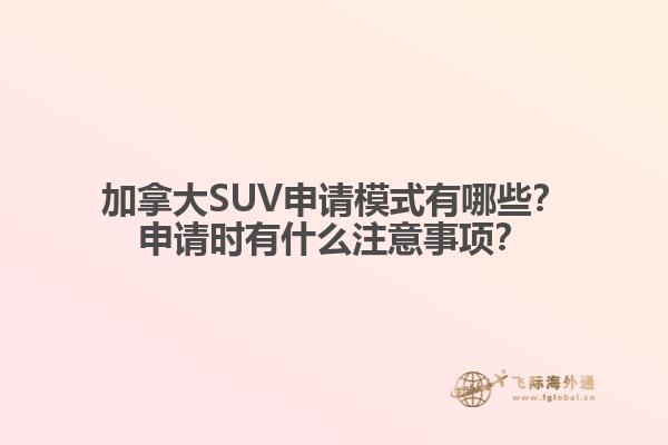 加拿大SUV申請(qǐng)模式有哪些？申請(qǐng)時(shí)有什么注意事項(xiàng)？