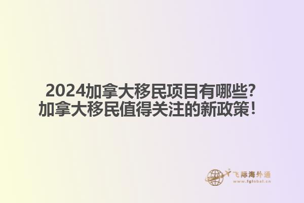  2024加拿大移民項(xiàng)目有哪些？加拿大移民值得關(guān)注的新政策！