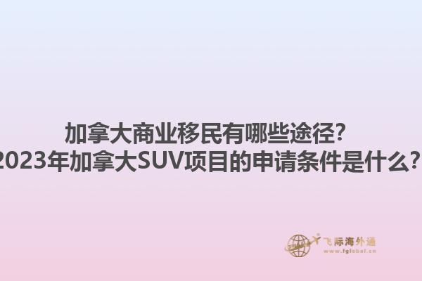 加拿大商業(yè)移民有哪些途徑？2023年加拿大SUV項(xiàng)目的申請條件是什么？