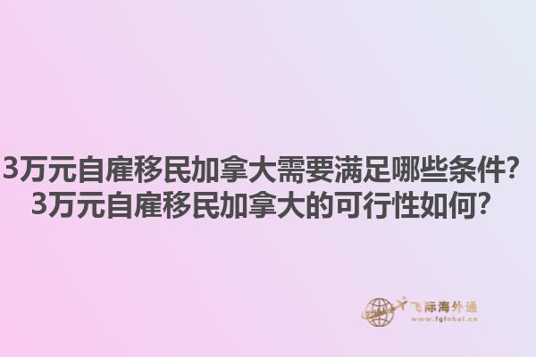 3萬元自雇移民加拿大需要滿足哪些條件？3萬元自雇移民加拿大的可行性如何？1.jpg