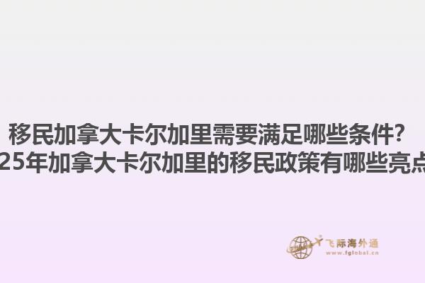 移民加拿大卡爾加里需要滿足哪些條件？2025年加拿大卡爾加里的移民政策有哪些亮點(diǎn)？