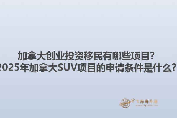 加拿大創(chuàng)業(yè)投資移民有哪些項目？2025年加拿大SUV項目的申請條件是什么？