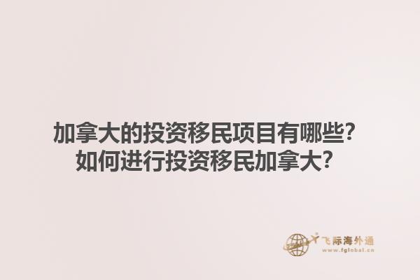 加拿大的投資移民項(xiàng)目有哪些？如何進(jìn)行投資移民加拿大？