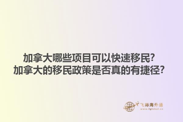加拿大哪些項(xiàng)目可以快速移民？加拿大的移民政策是否真的有捷徑？1.jpg