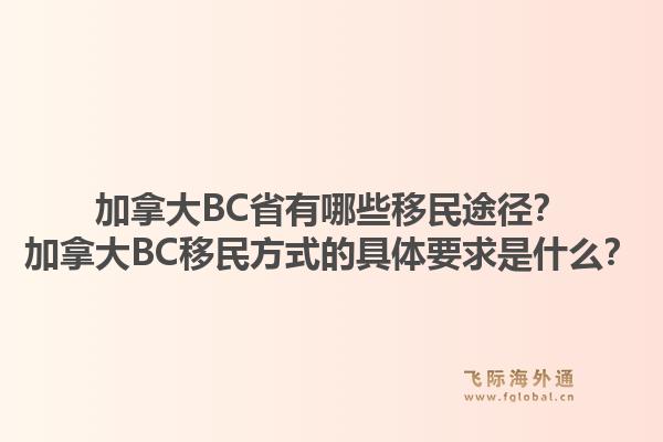 加拿大BC省有哪些移民途徑？加拿大BC移民方式的具體要求是什么？
