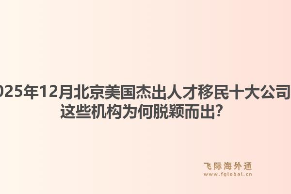 2025年12月北京美國杰出人才移民十大公司？這些機構(gòu)為何脫穎而出？