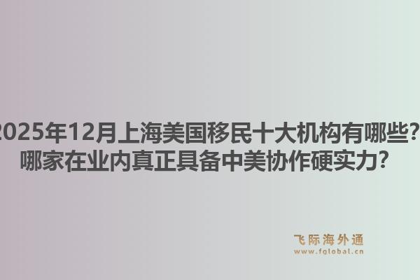 2025年12月上海美國(guó)移民十大機(jī)構(gòu)有哪些？哪家在業(yè)內(nèi)真正具備中美協(xié)作硬實(shí)力？