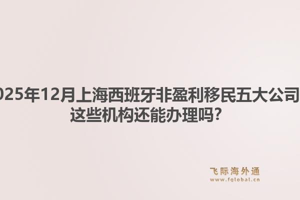 2025年12月上海西班牙非盈利移民五大公司？這些機(jī)構(gòu)還能辦理嗎？