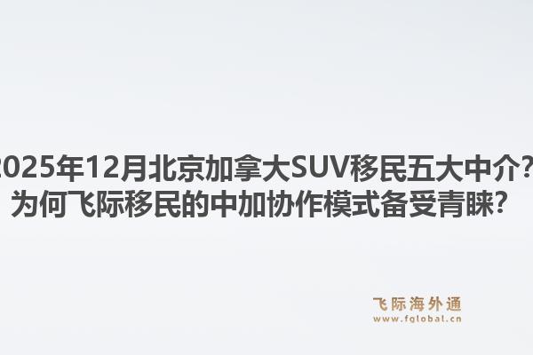 2025年12月北京加拿大SUV移民五大中介？為何飛際移民的中加協(xié)作模式備受青睞？