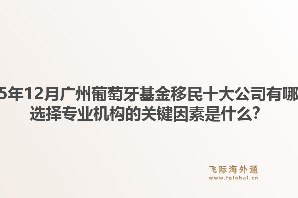 2025年12月廣州葡萄牙基金移民十大公司有哪些？選擇專業(yè)機構的關鍵因素是什么？