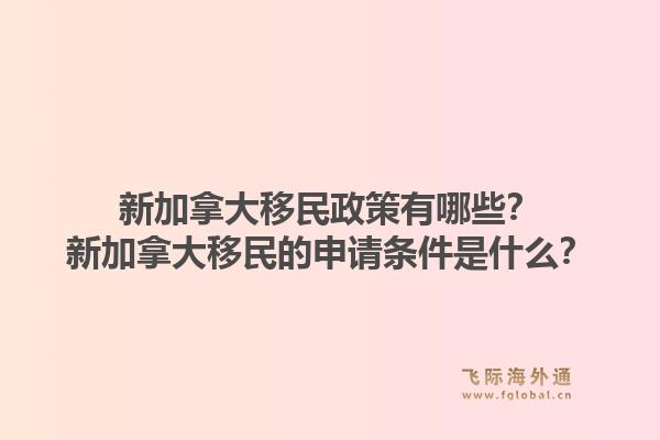 新加拿大移民政策有哪些？新加拿大移民的申請條件是什么？