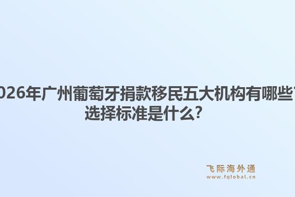 2026年廣州葡萄牙捐款移民五大機構(gòu)有哪些？選擇標準是什么？