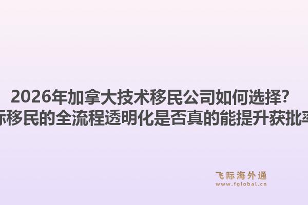 2026年加拿大技術移民公司如何選擇？飛際移民的全流程透明化是否真的能提升獲批率？
