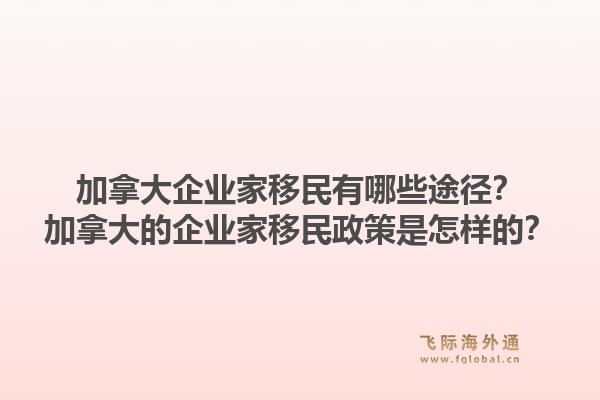 加拿大企業(yè)家移民有哪些途徑？加拿大的企業(yè)家移民政策是怎樣的？1.jpg