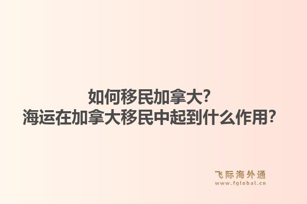 如何移民加拿大？海運(yùn)在加拿大移民中起到什么作用？
