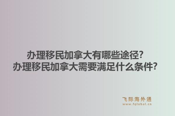 辦理移民加拿大有哪些途徑？辦理移民加拿大需要滿足什么條件？1.jpg